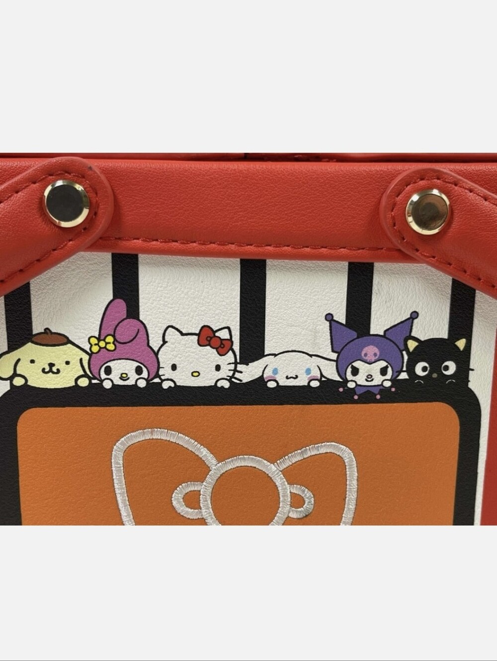 Sanrio Red Multicolor Striped Crossbody Basket Bag - Picture 2 of 9